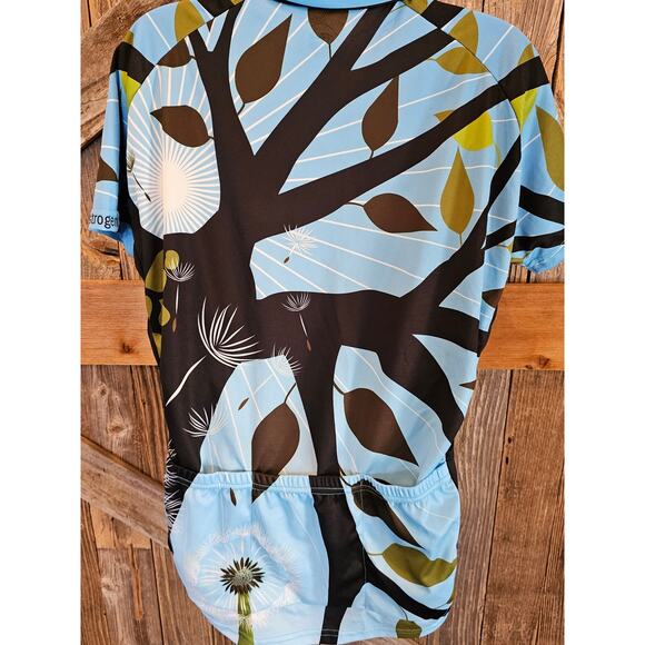 Primal women's cycling top 1/4 zip whimsical floral XXL 2X back pockets EUC - Picture 2 of 8